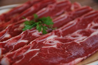 'Kalbi Beef Ribs - close-up, raw - Win Sam Butcher AUD8.99 per kg' by Alpha