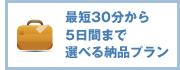 最短30分（中国語・韓国語は 90 分、ASEAN 言語は 24 時間）から5日間まで選べる納品プラン